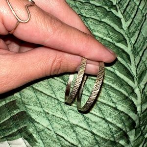 Vintage Silver Striped Hoop Earrings
